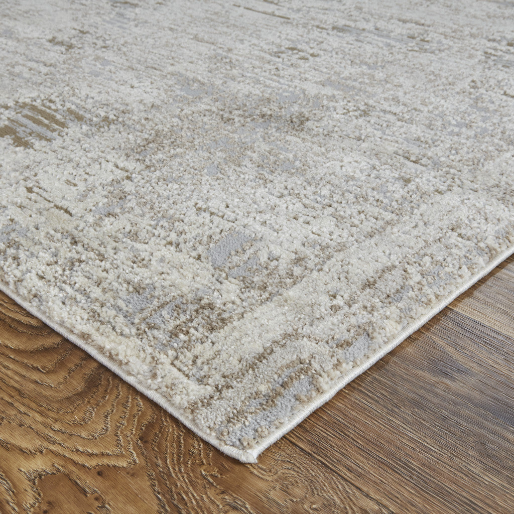 12 x 15 Gray & Ivory Power Loom Distressed Rug