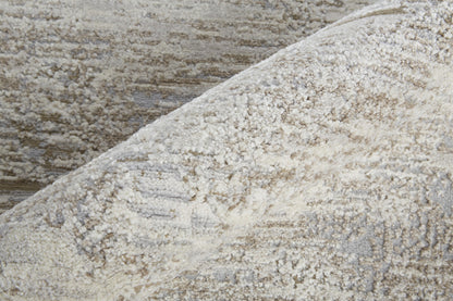 12 x 15 Gray & Ivory Power Loom Distressed Rug