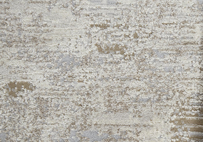 12 x 15 Gray & Ivory Power Loom Distressed Rug