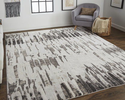 8 x 10 Gray & Ivory Power Loom Rug