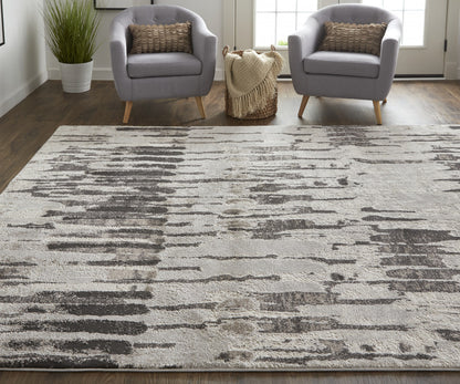 8 x 10 Gray & Ivory Power Loom Rug