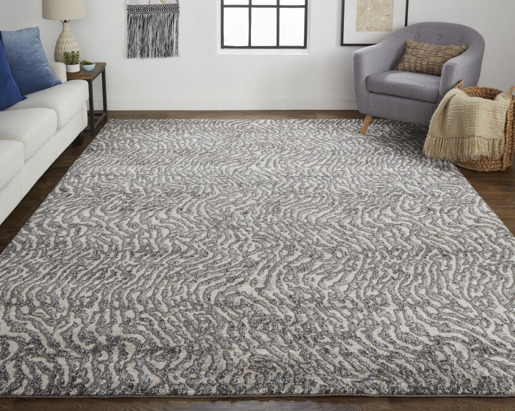 12 x 15 Gray & Ivory Power Loom Rug