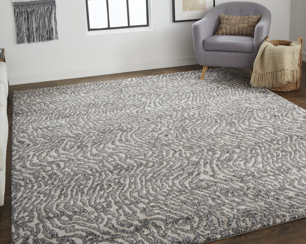 12 x 15 Gray & Ivory Power Loom Rug