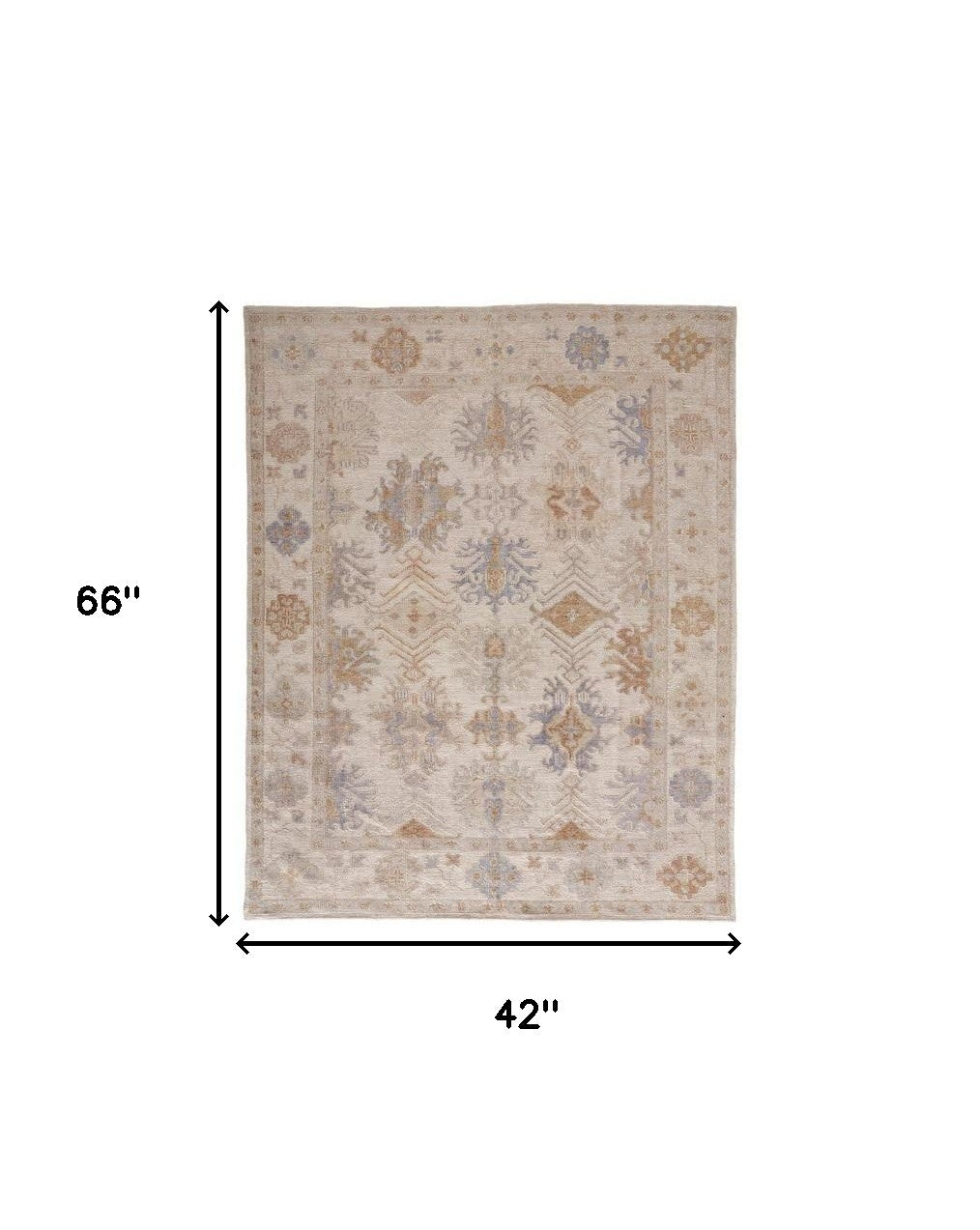 4 x 6 Ivory Tan & Blue Floral Hand Knotted Stain Resistant Rug