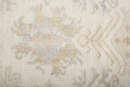 9 x 12 Ivory Tan & Blue Floral Hand Knotted Stain Resistant Rug