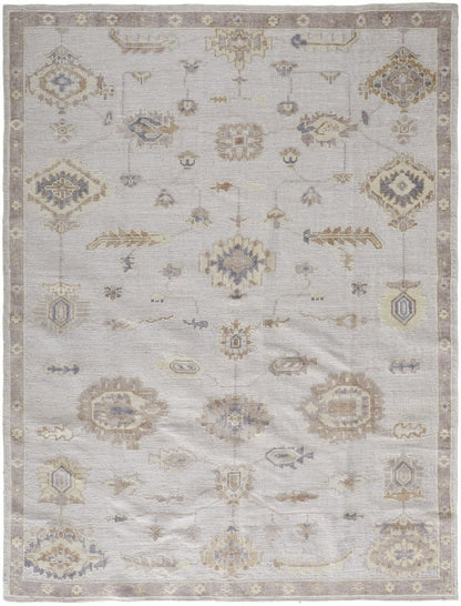 8 x 10 Ivory & Orange Floral Hand Knotted Stain Resistant Rug