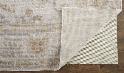 9 x 12 Ivory & Orange Floral Hand Knotted Stain Resistant Rug