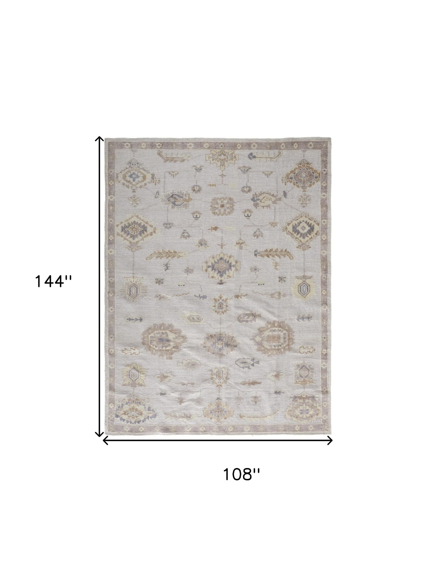 9 x 12 Ivory & Orange Floral Hand Knotted Stain Resistant Rug