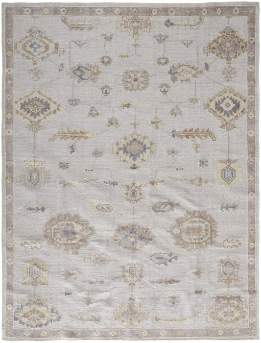12 x 15 Ivory & Orange Floral Hand Knotted Stain Resistant Rug