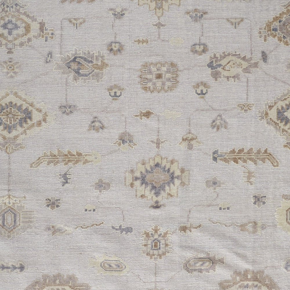 12 x 15 Ivory & Orange Floral Hand Knotted Stain Resistant Rug