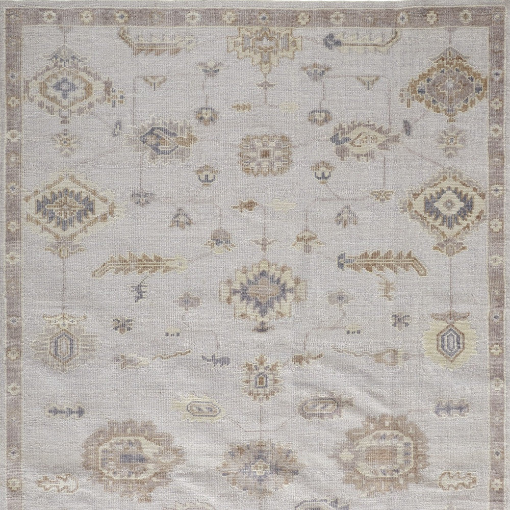 12 x 15 Ivory & Orange Floral Hand Knotted Stain Resistant Rug
