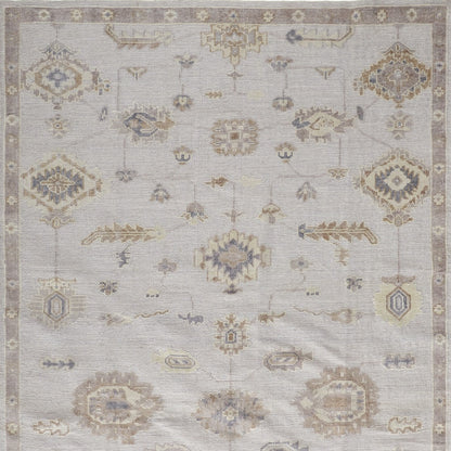 12 x 15 Ivory & Orange Floral Hand Knotted Stain Resistant Rug