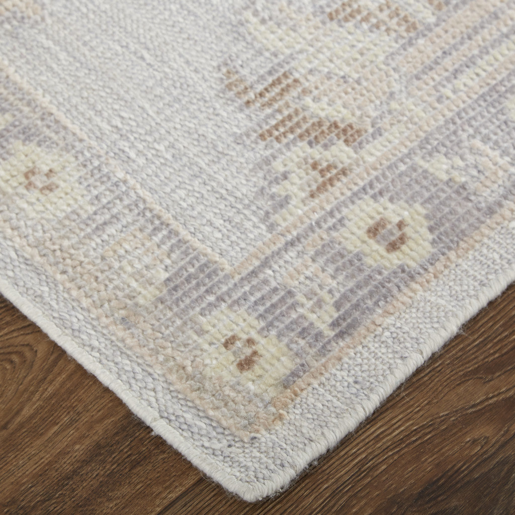 9 x 12 Ivory Silver & Tan Floral Hand Knotted Stain Resistant Rug