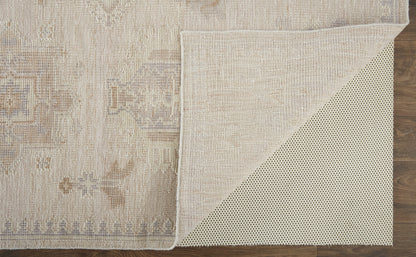 9 x 12 Tan & Brown Floral Hand Knotted Stain Resistant Rug