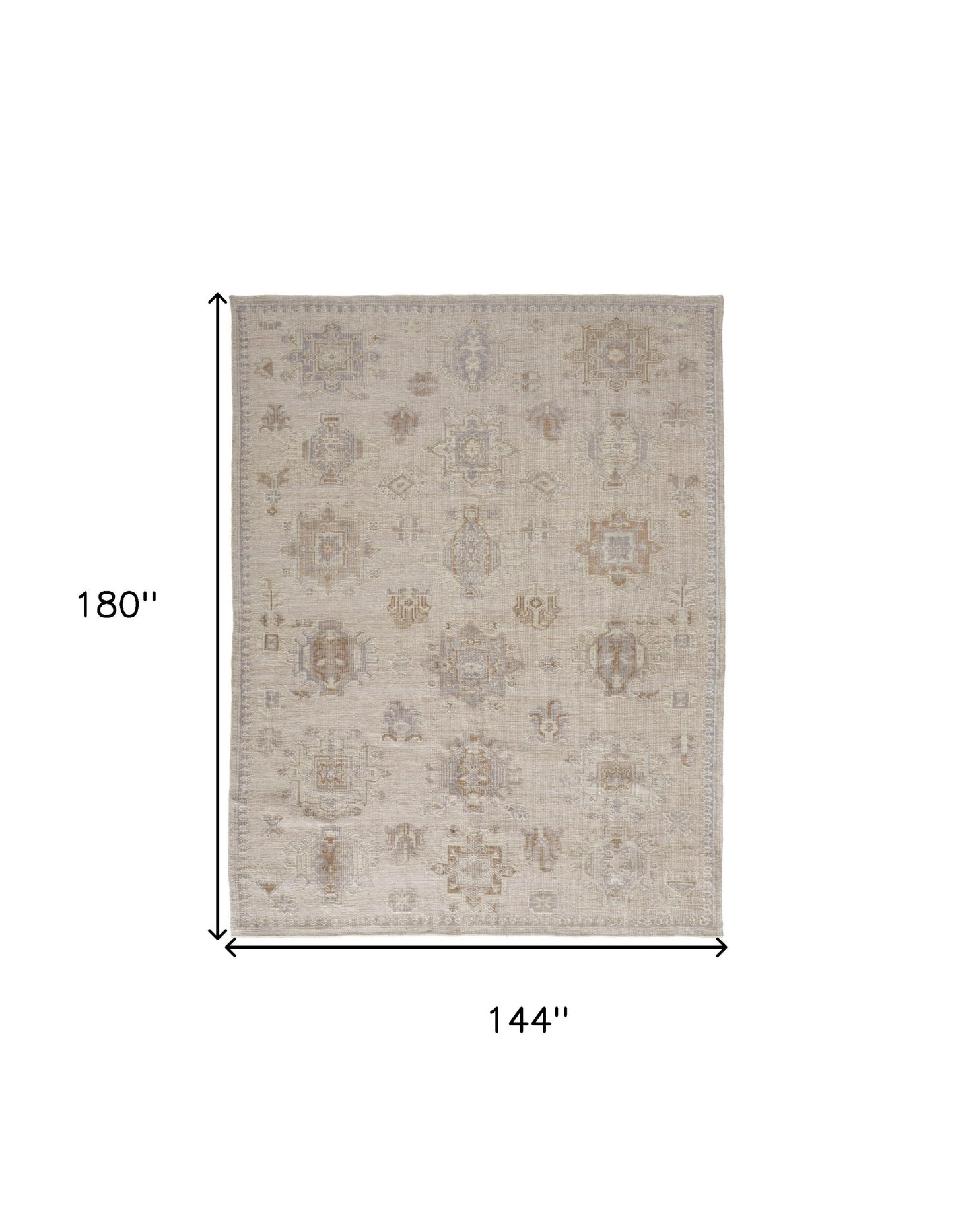 12 x 15 Tan & Brown Floral Hand Knotted Stain Resistant Rug