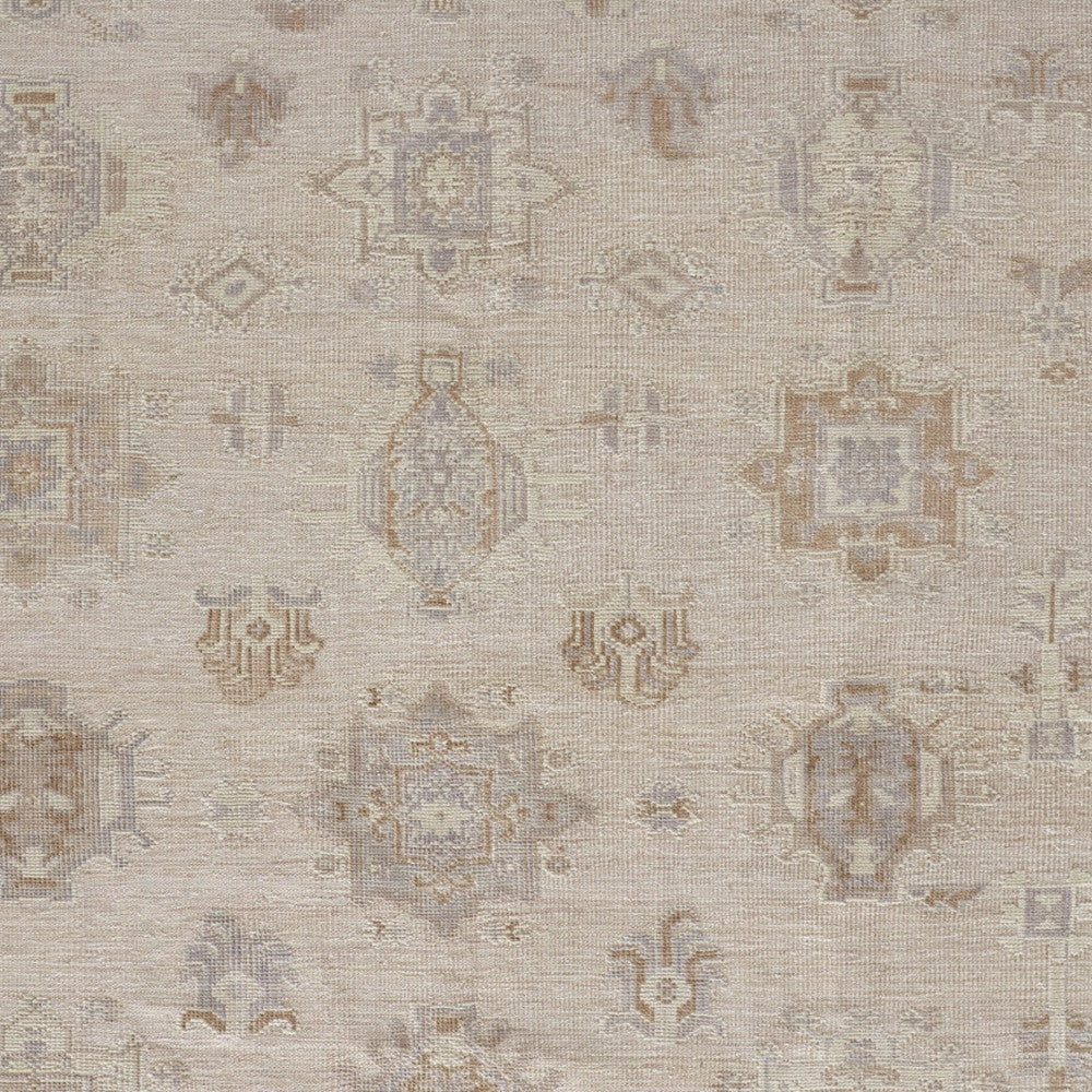 12 x 15 Tan & Brown Floral Hand Knotted Stain Resistant Rug