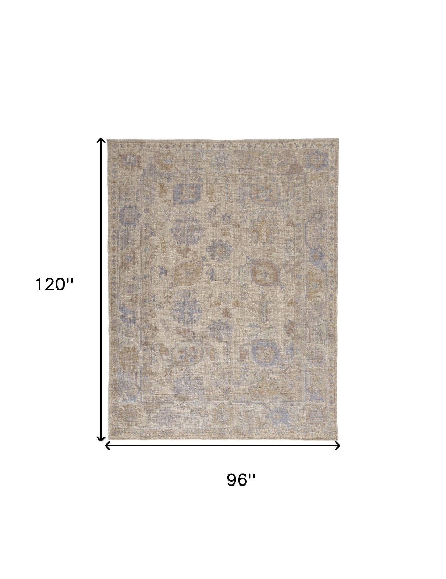 8 x 10 Blue & Ivory Floral Hand Knotted Rug
