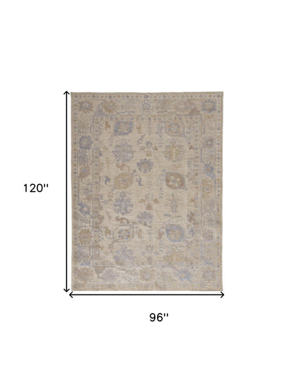 8 x 10 Blue & Ivory Floral Hand Knotted Rug
