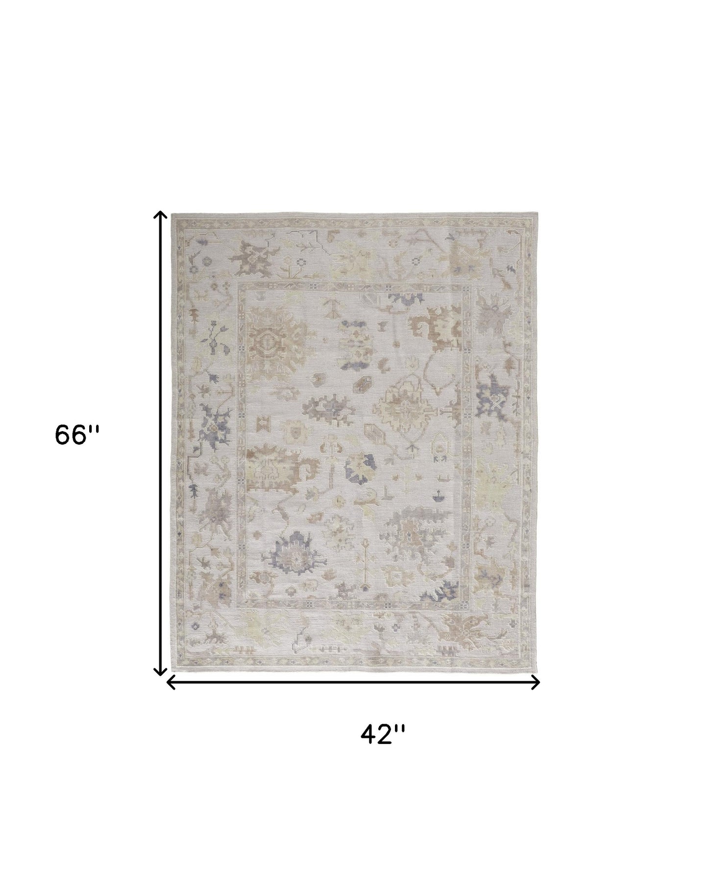 4 x 6 Tan Ivory & Orange Floral Hand Knotted Stain Resistant Rug