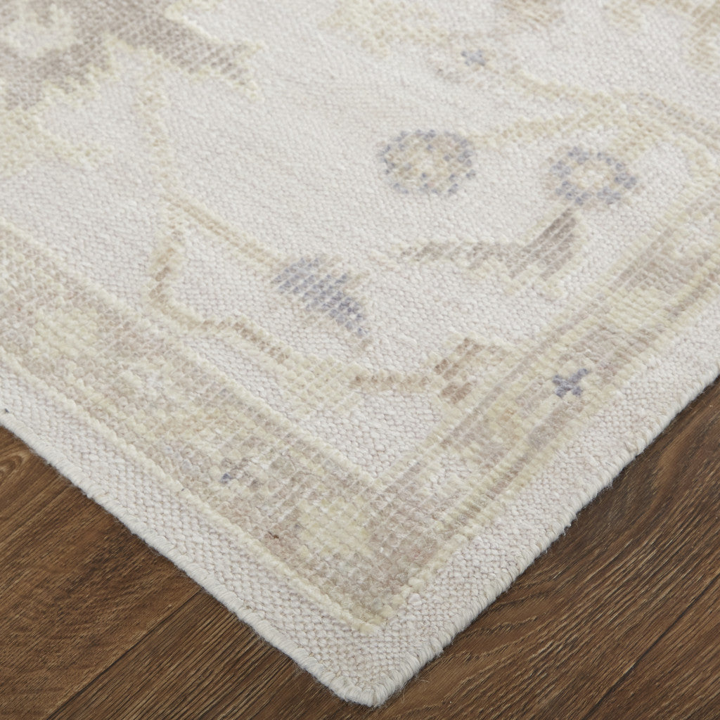 12 x 15 Tan Ivory & Orange Floral Hand Knotted Stain Resistant Rug