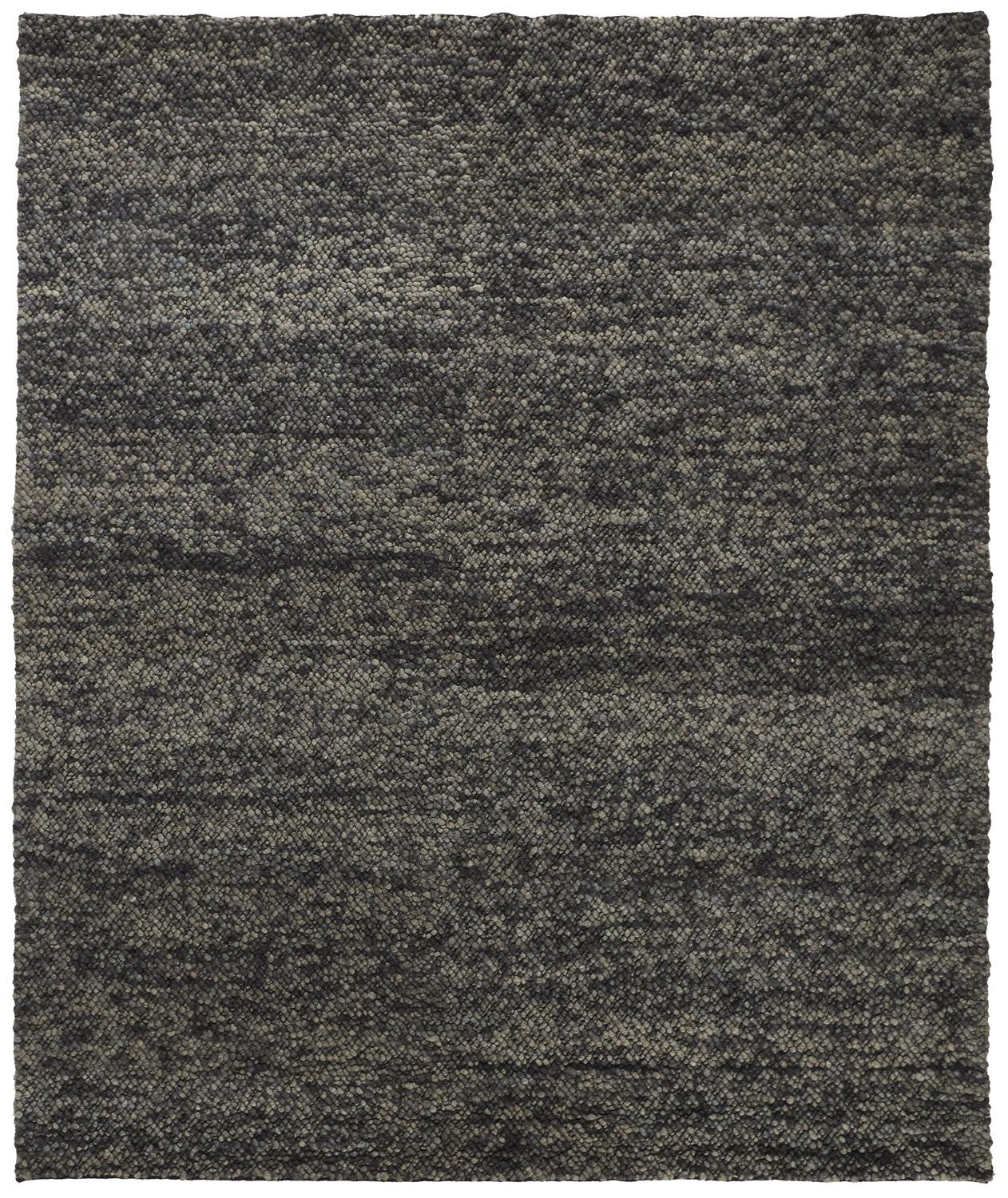 10 x 13 Gray Taupe & Black Wool Hand Woven Stain Resistant Rug