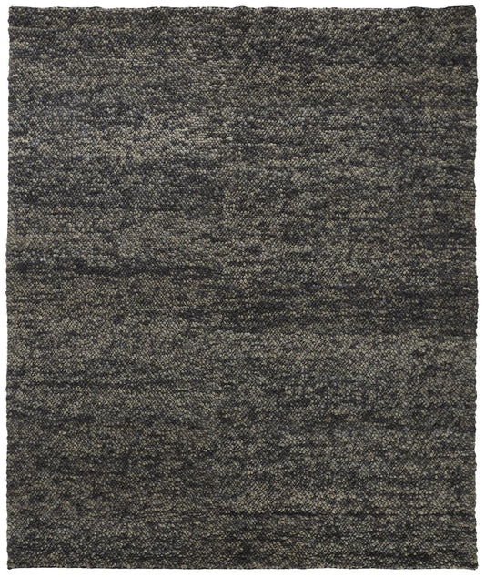 10 x 13 Gray Taupe & Black Wool Hand Woven Stain Resistant Rug