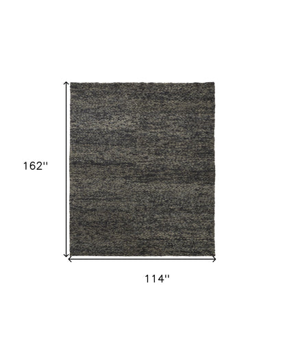 10 x 13 Gray Taupe & Black Wool Hand Woven Stain Resistant Rug