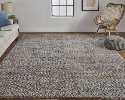 10 x 13 Purple & Gray Wool Hand Woven Distressed Rug