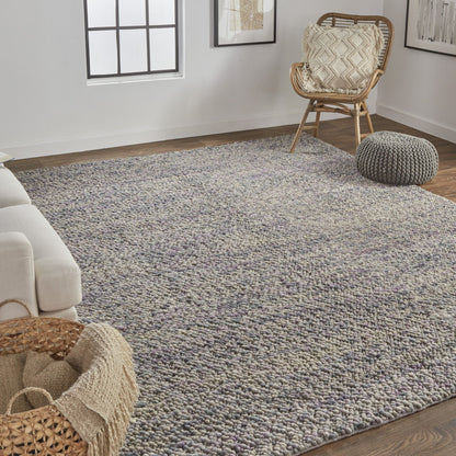 10 x 13 Purple & Gray Wool Hand Woven Distressed Rug
