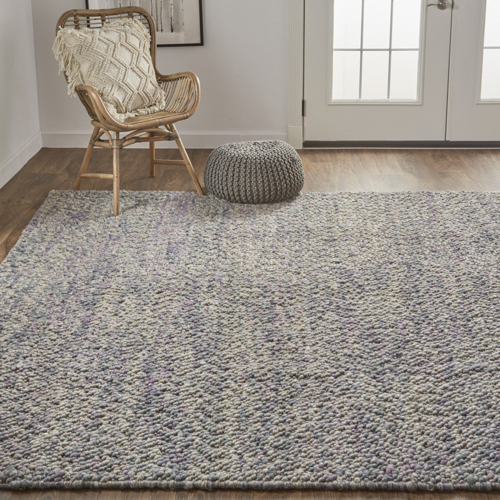 10 x 13 Purple & Gray Wool Hand Woven Distressed Rug