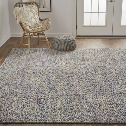 10 x 13 Purple & Gray Wool Hand Woven Distressed Rug