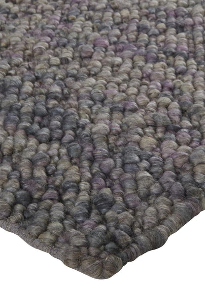 10 x 13 Purple & Gray Wool Hand Woven Distressed Rug