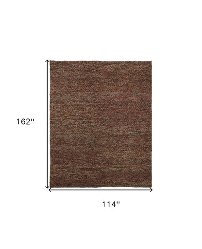 10 x 13 Orange Red Wool Hand Woven Distressed Rug