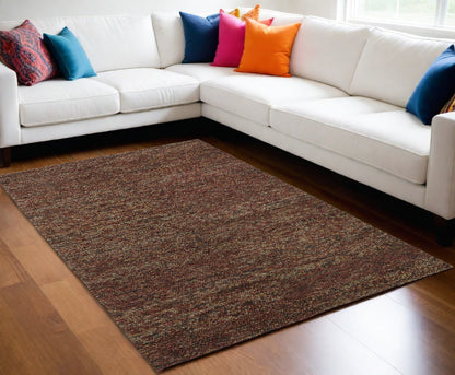10 x 13 Orange Red Wool Hand Woven Distressed Rug