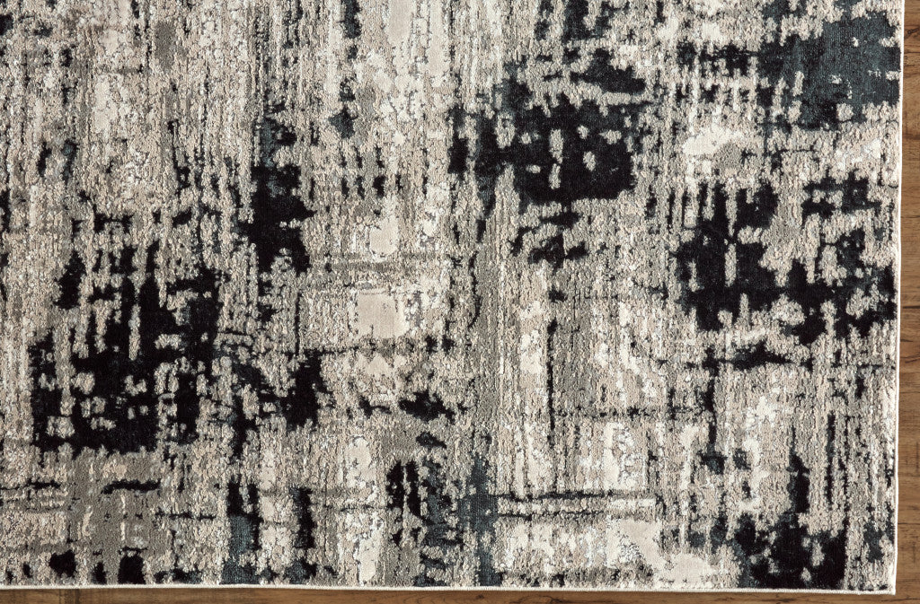 10 x 13 Black White & Gray Stain Resistant Rug
