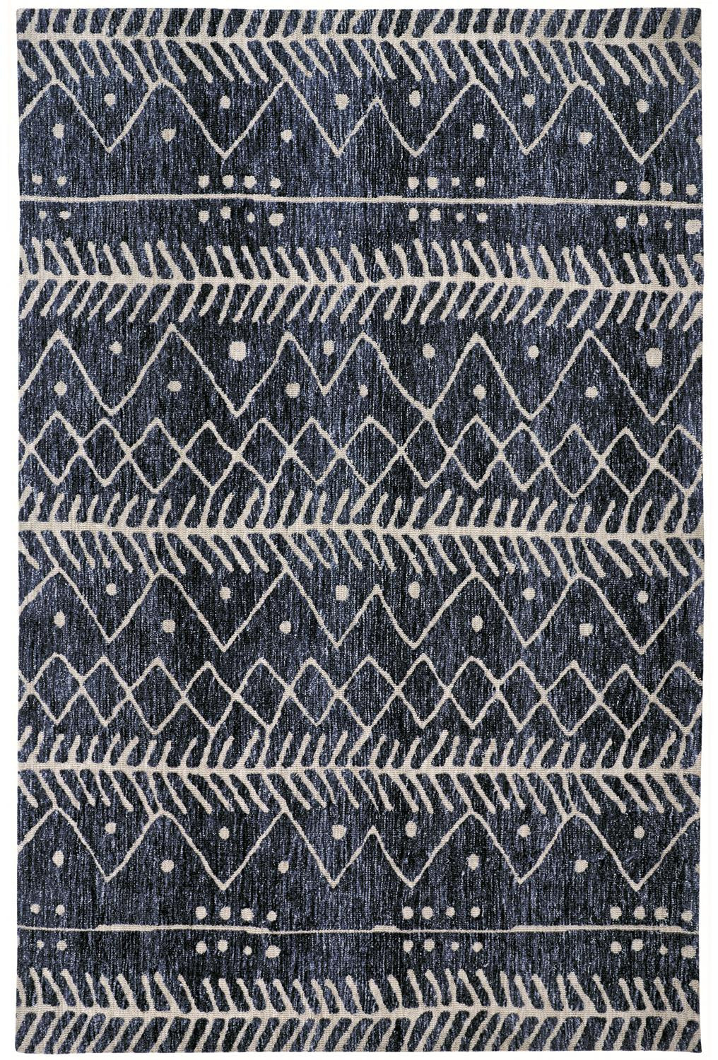 10 x 13 Blue & Ivory Striped Stain Resistant Rug