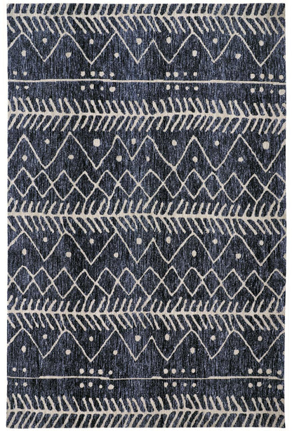 10 x 13 Blue & Ivory Striped Stain Resistant Rug