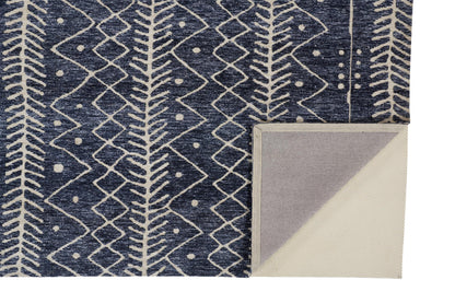 10 x 13 Blue & Ivory Striped Stain Resistant Rug