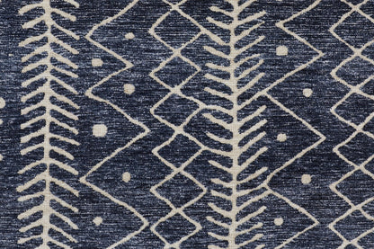 10 x 13 Blue & Ivory Striped Stain Resistant Rug