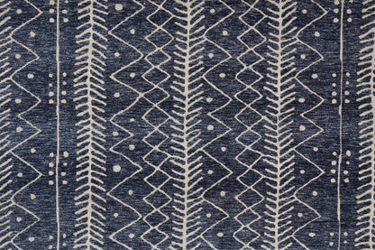 10 x 13 Blue & Ivory Striped Stain Resistant Rug