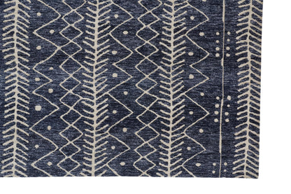 10 x 13 Blue & Ivory Striped Stain Resistant Rug