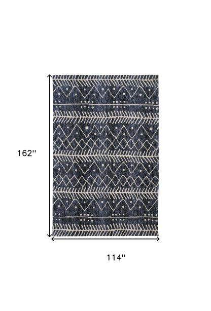 10 x 13 Blue & Ivory Striped Stain Resistant Rug