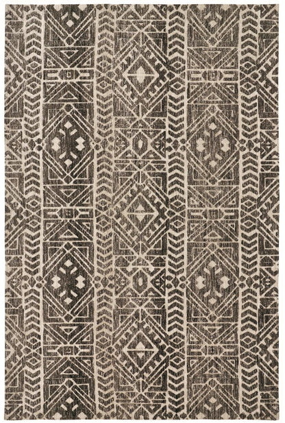 10 x 13 Brown Taupe & Ivory Striped Stain Resistant Rug