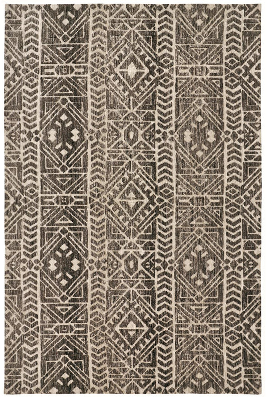 10 x 13 Brown Taupe & Ivory Striped Stain Resistant Rug