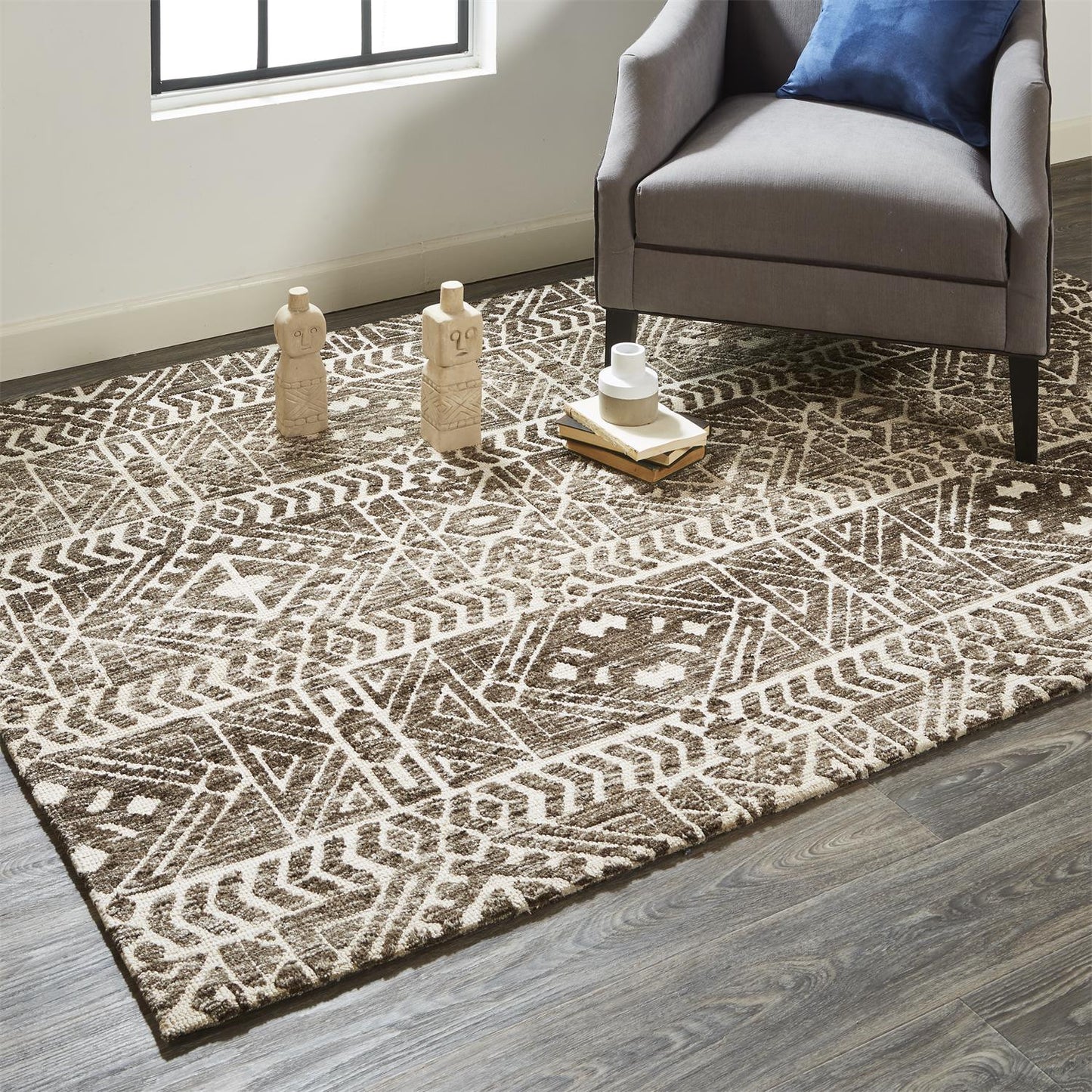 10 x 13 Brown Taupe & Ivory Striped Stain Resistant Rug