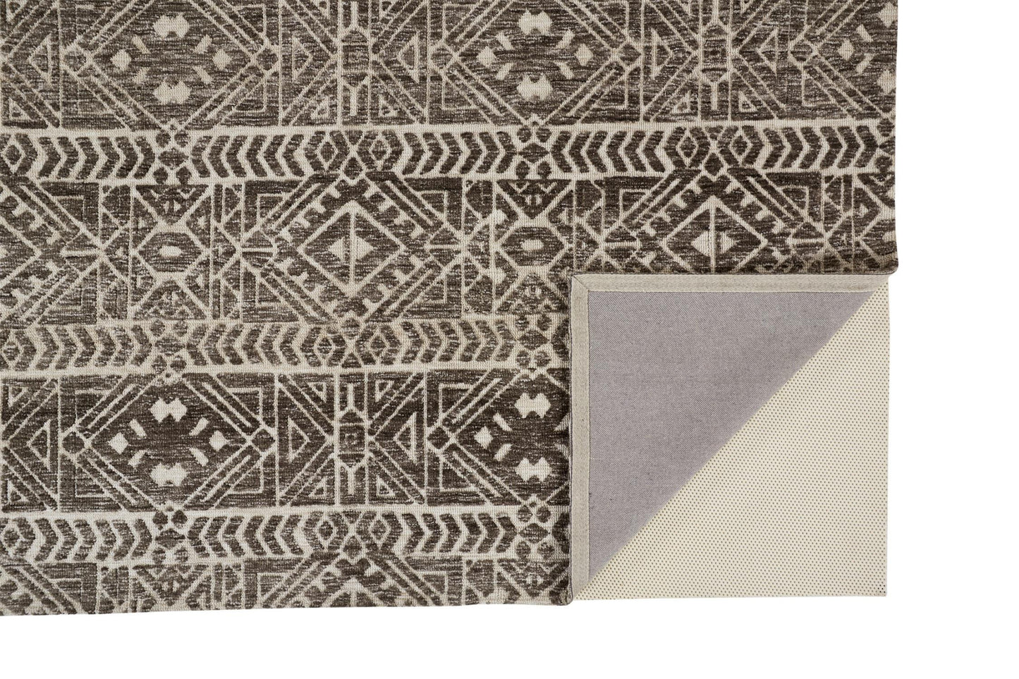 10 x 13 Brown Taupe & Ivory Striped Stain Resistant Rug