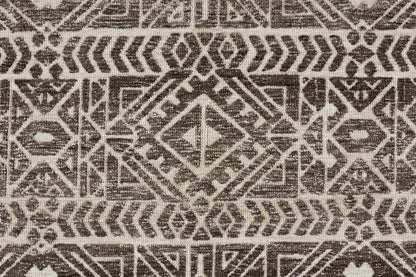 10 x 13 Brown Taupe & Ivory Striped Stain Resistant Rug