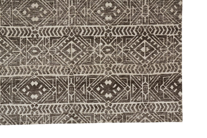 10 x 13 Brown Taupe & Ivory Striped Stain Resistant Rug