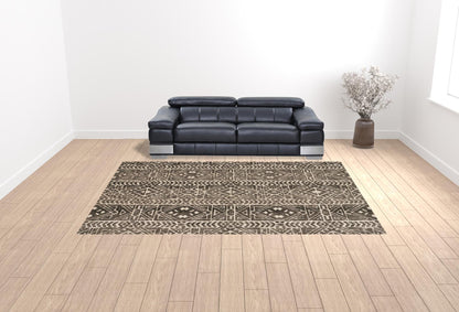 10 x 13 Brown Taupe & Ivory Striped Stain Resistant Rug
