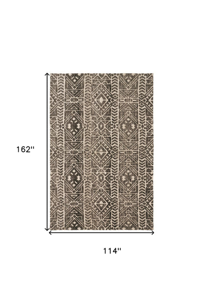 10 x 13 Brown Taupe & Ivory Striped Stain Resistant Rug